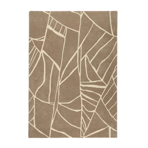 Kintsugi Rug- 100% wool cut pile, hand-tufted and carved rug in Stone with a carved design. 