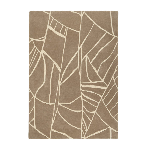 Kintsugi Rug- 100% wool cut pile, hand-tufted and carved rug in Stone with a carved design. 