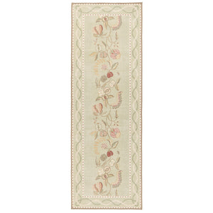Kitchen Garden Olive & Russet Eco-Washable Runner with a floral design. 