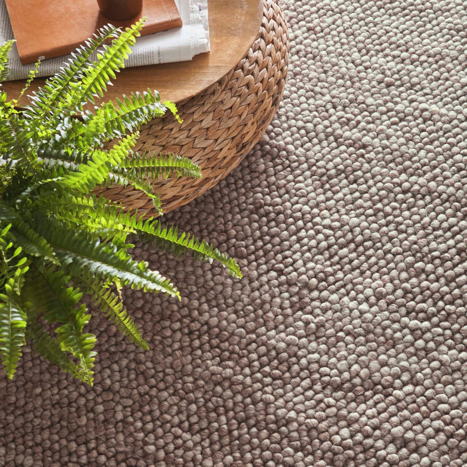Close-up of La Playa Rustic Brown Rug with a textured design. 
