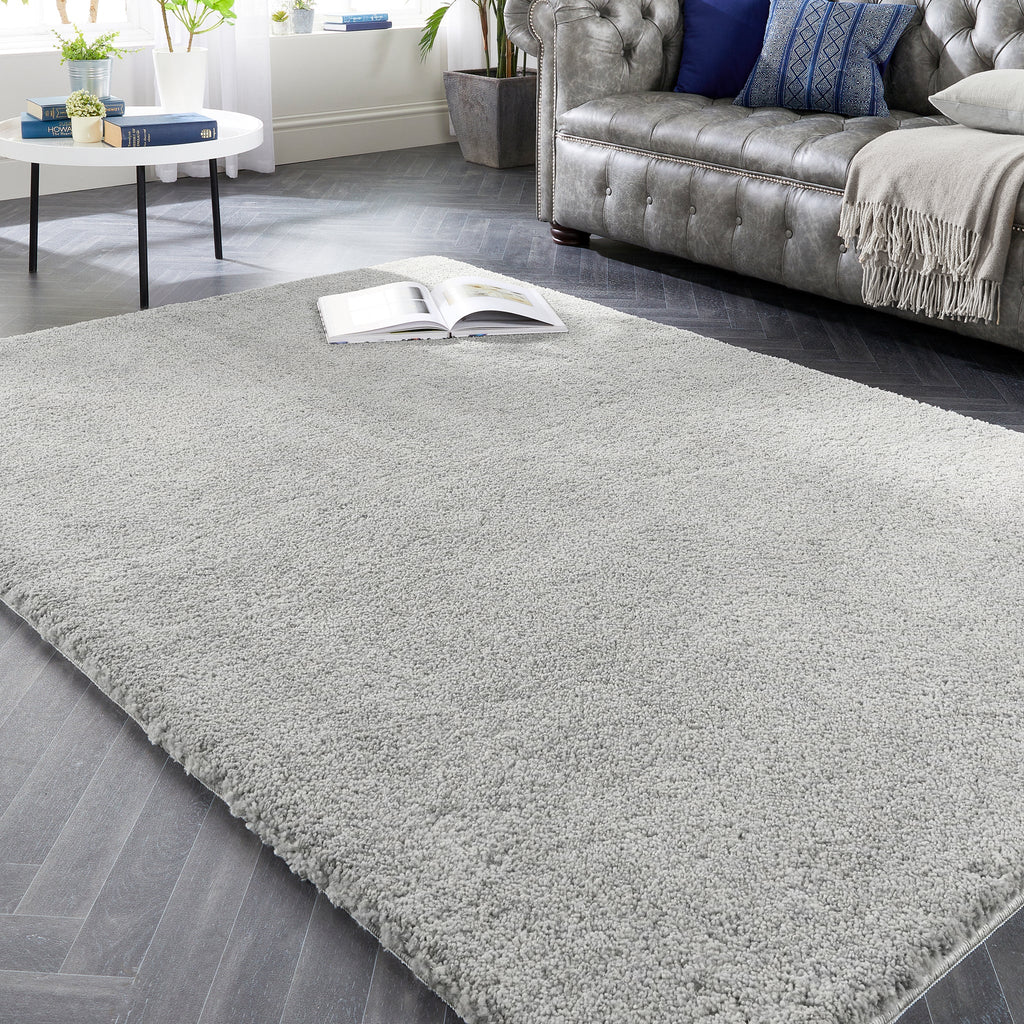 Light Silver Rug My Lux Silver Washable Rug | Wool Shaggy Rug | Hug Rug