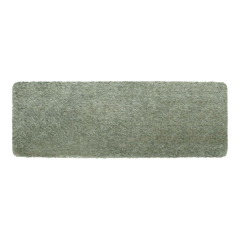Luxe Green Shaggy Runner with a shaggy green pile.
