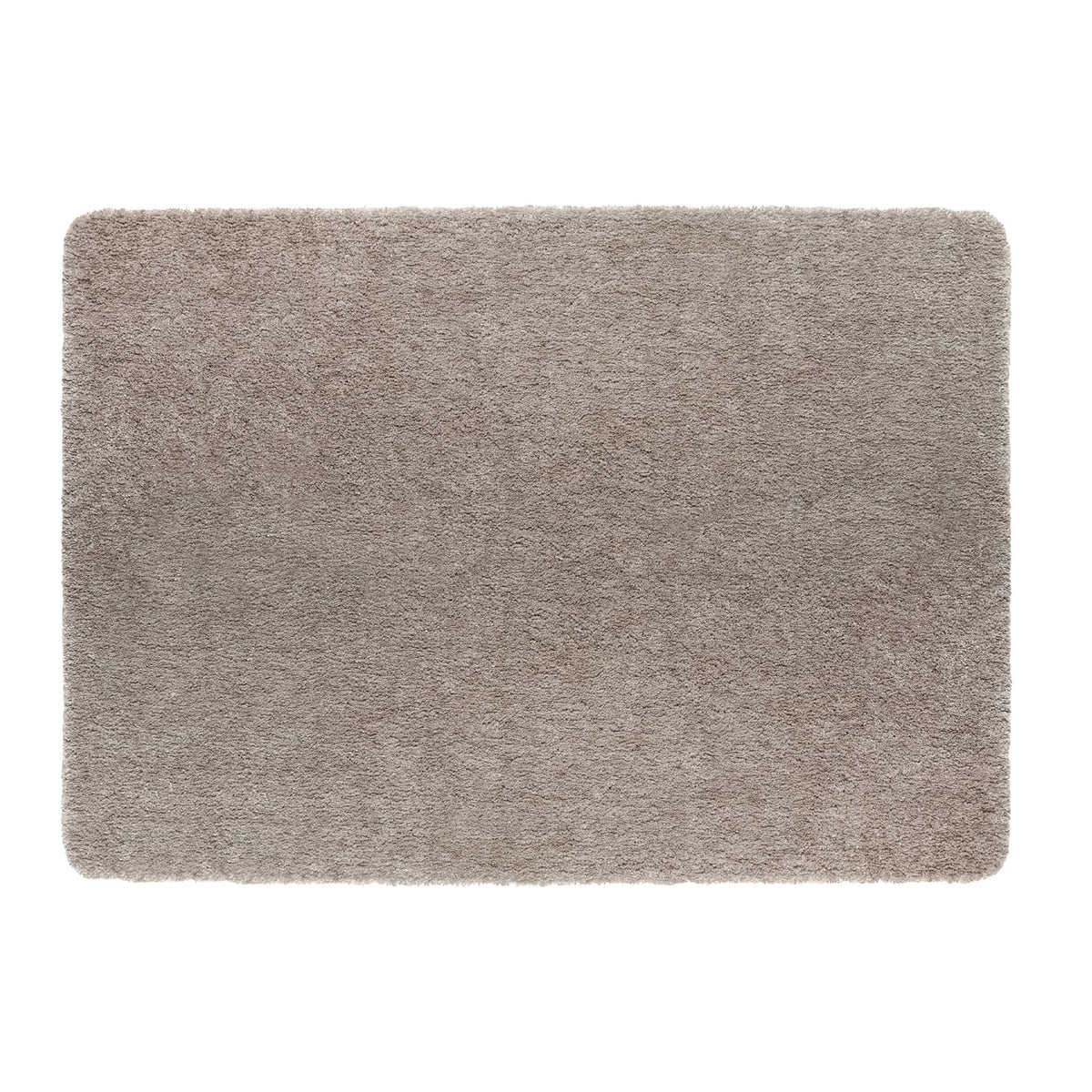 Luxe Stone Rug with a shaggy grey pile.