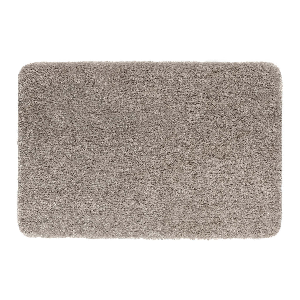 Luxe Stone Rug with a shaggy grey pile. 