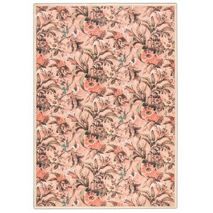 Lys Pink Rug Eco-Washable Rug with a flroal design. 