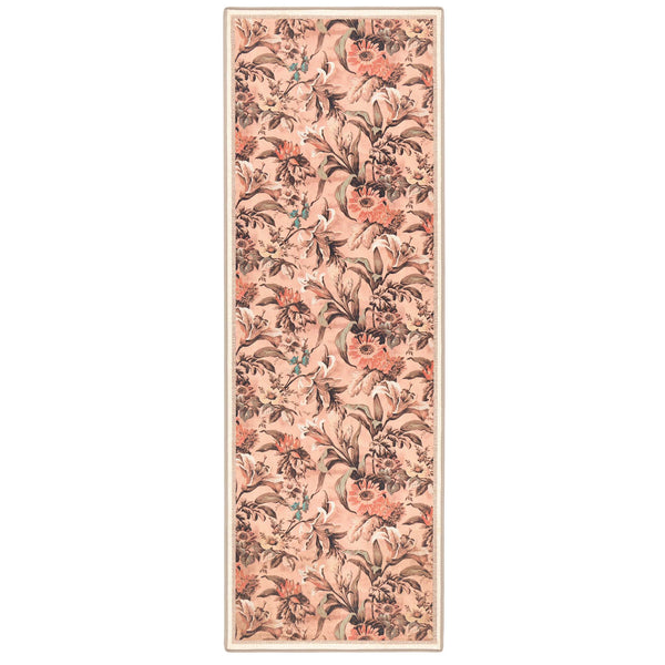 Lys Pink Eco-Washable Runner with a floral design.