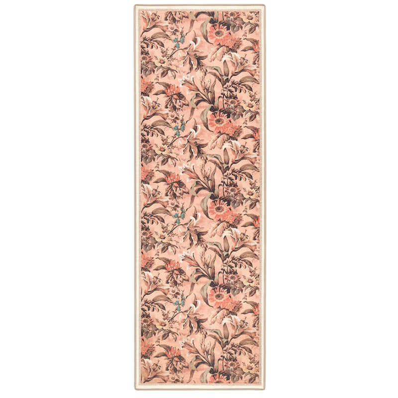 Lys Pink Eco-Washable Runner with a floral design.