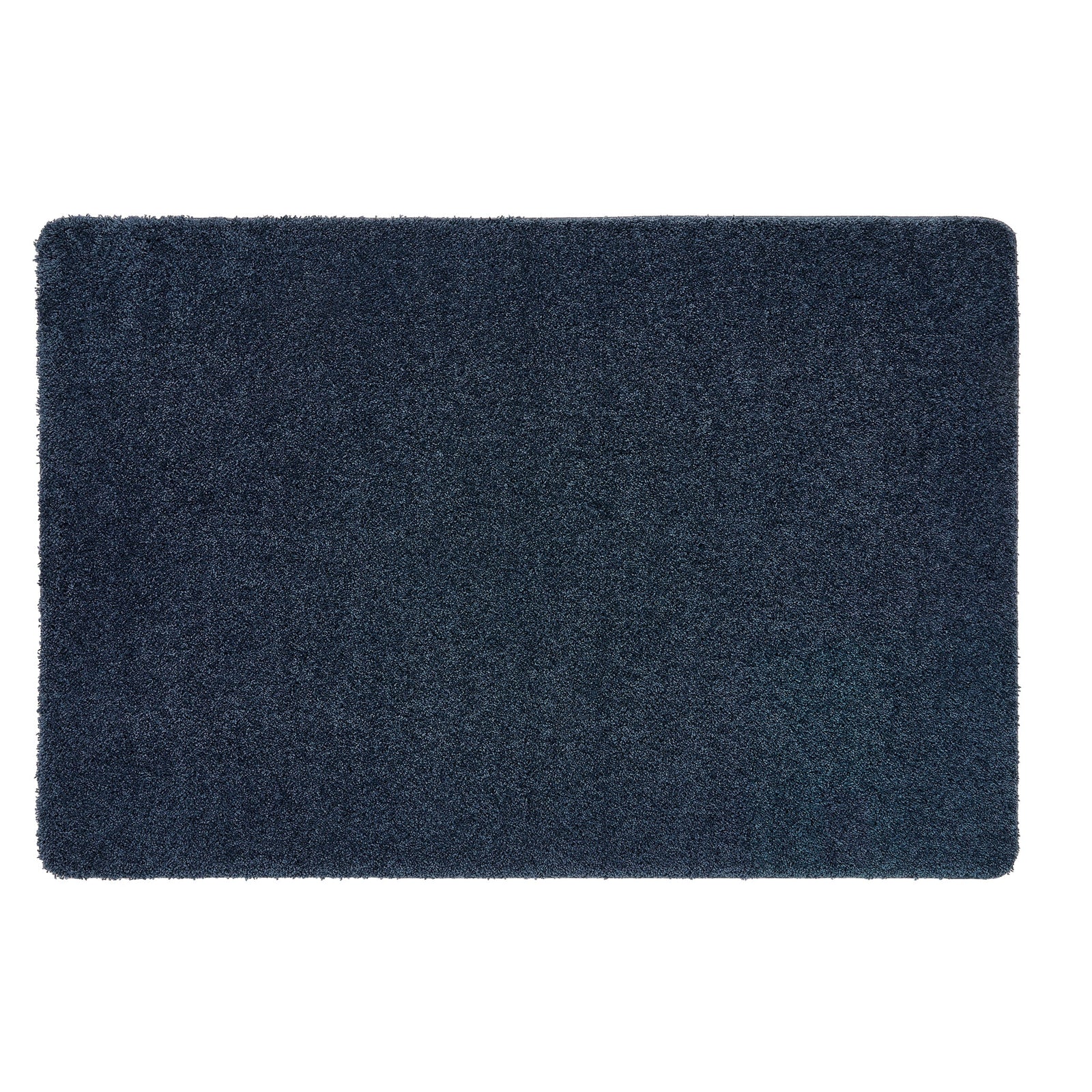 Midnight Blue Washable Rug in a solid dark blue colour, fully machine washable.