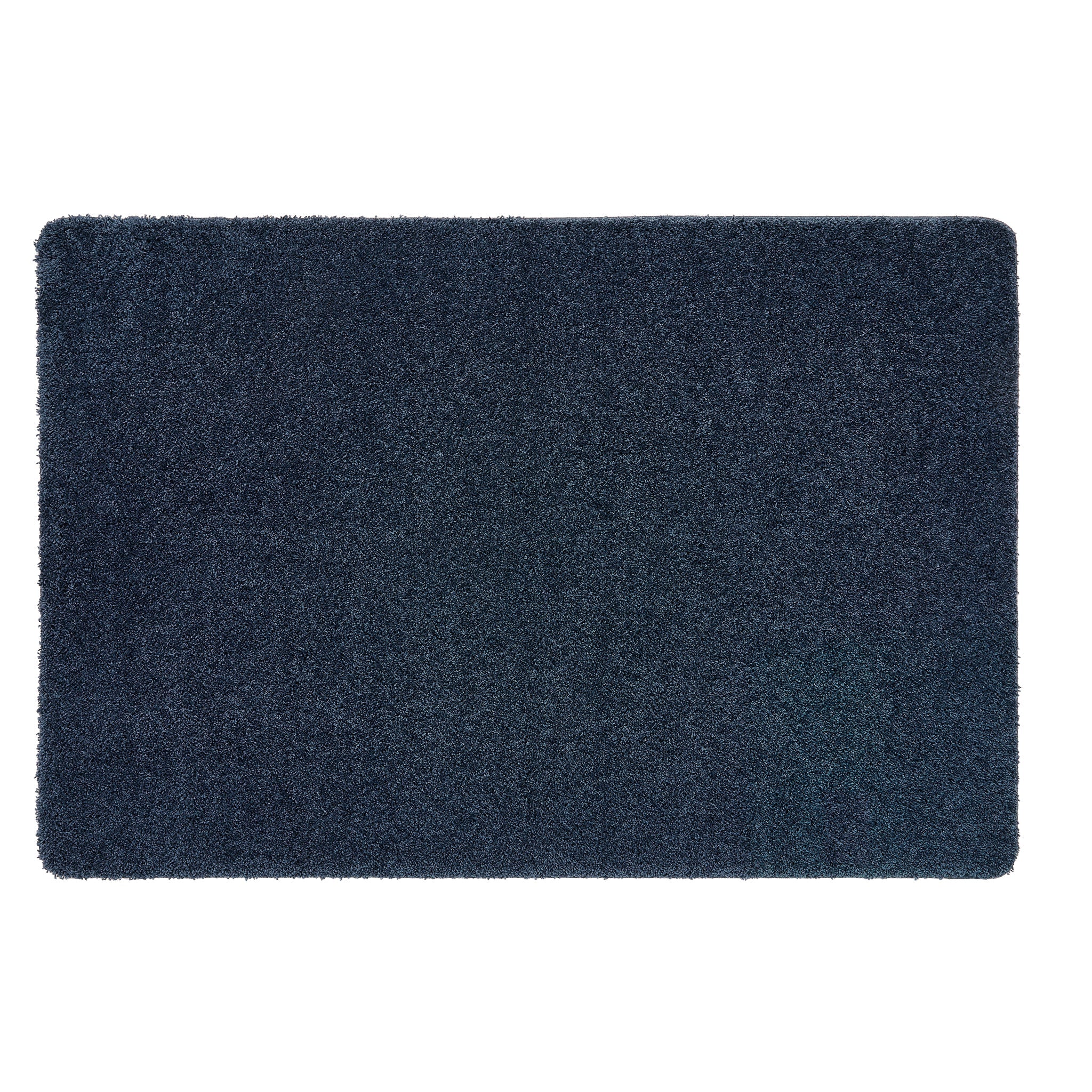 Midnight Blue Washable Rug in a solid dark blue colour, fully machine washable.