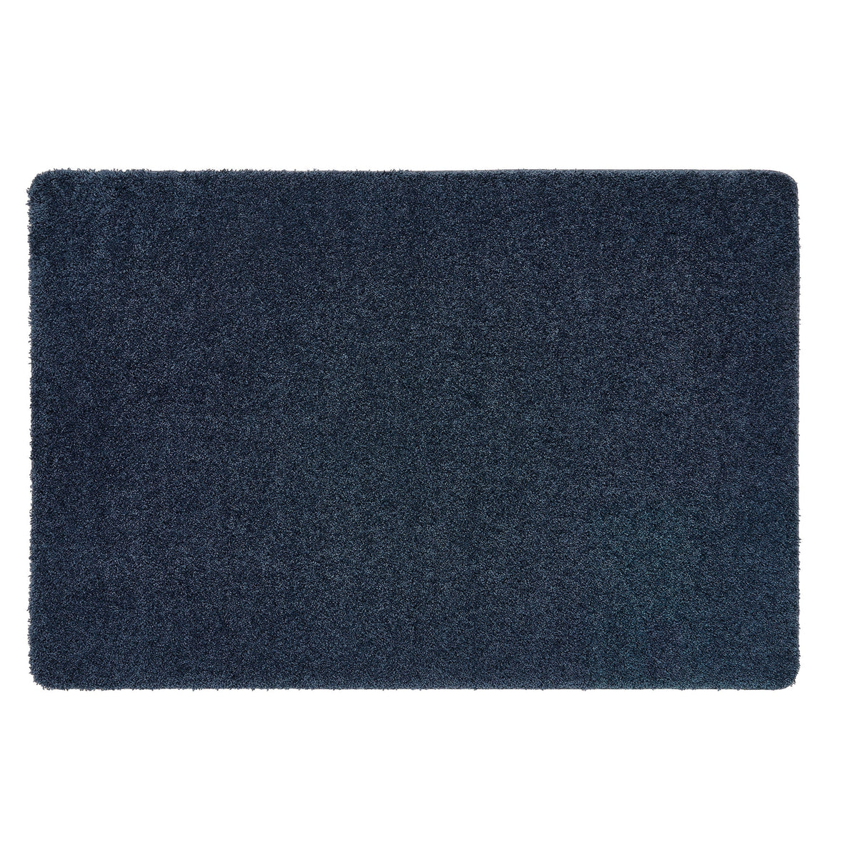 Midnight Blue Washable Rug in a solid dark blue colour, fully machine washable.