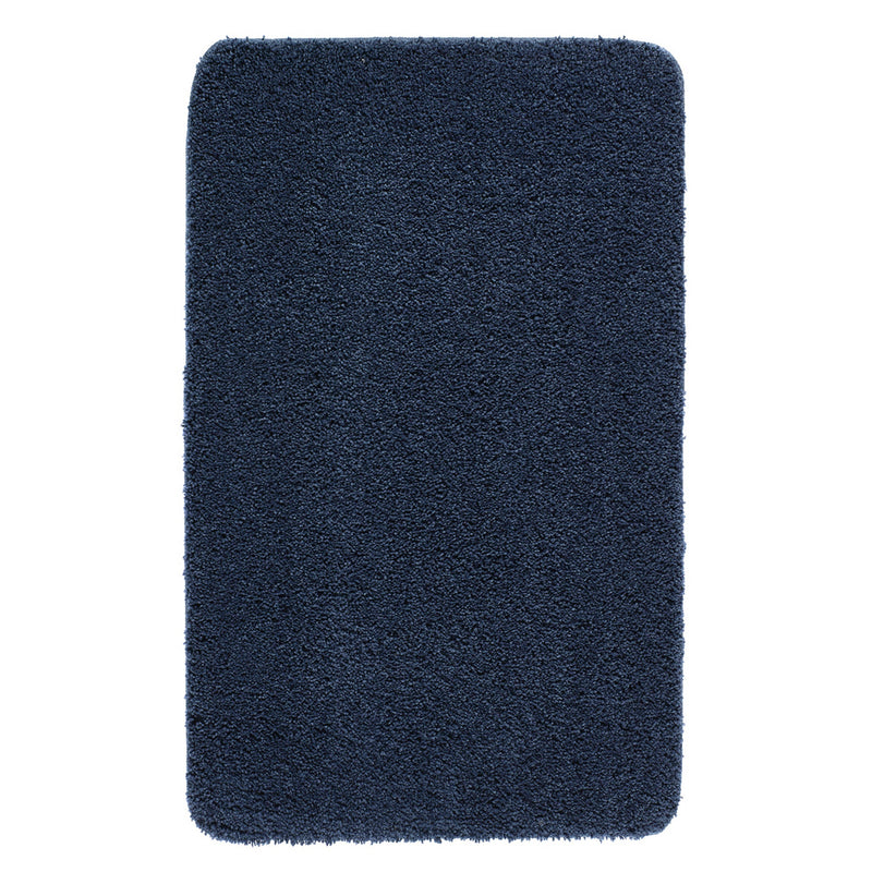 Midnight Blue Washable Rug in a solid dark blue colour, fully machine washable.