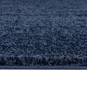 Midnight Blue Washable Rug in a solid dark blue colour, fully machine washable.