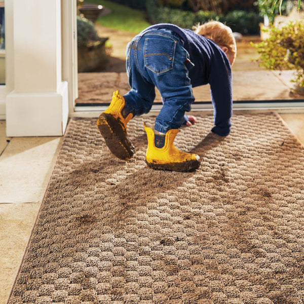 Sculptured Washable Honeycomb Mink Rug made from polypropene, featuring a woven design.