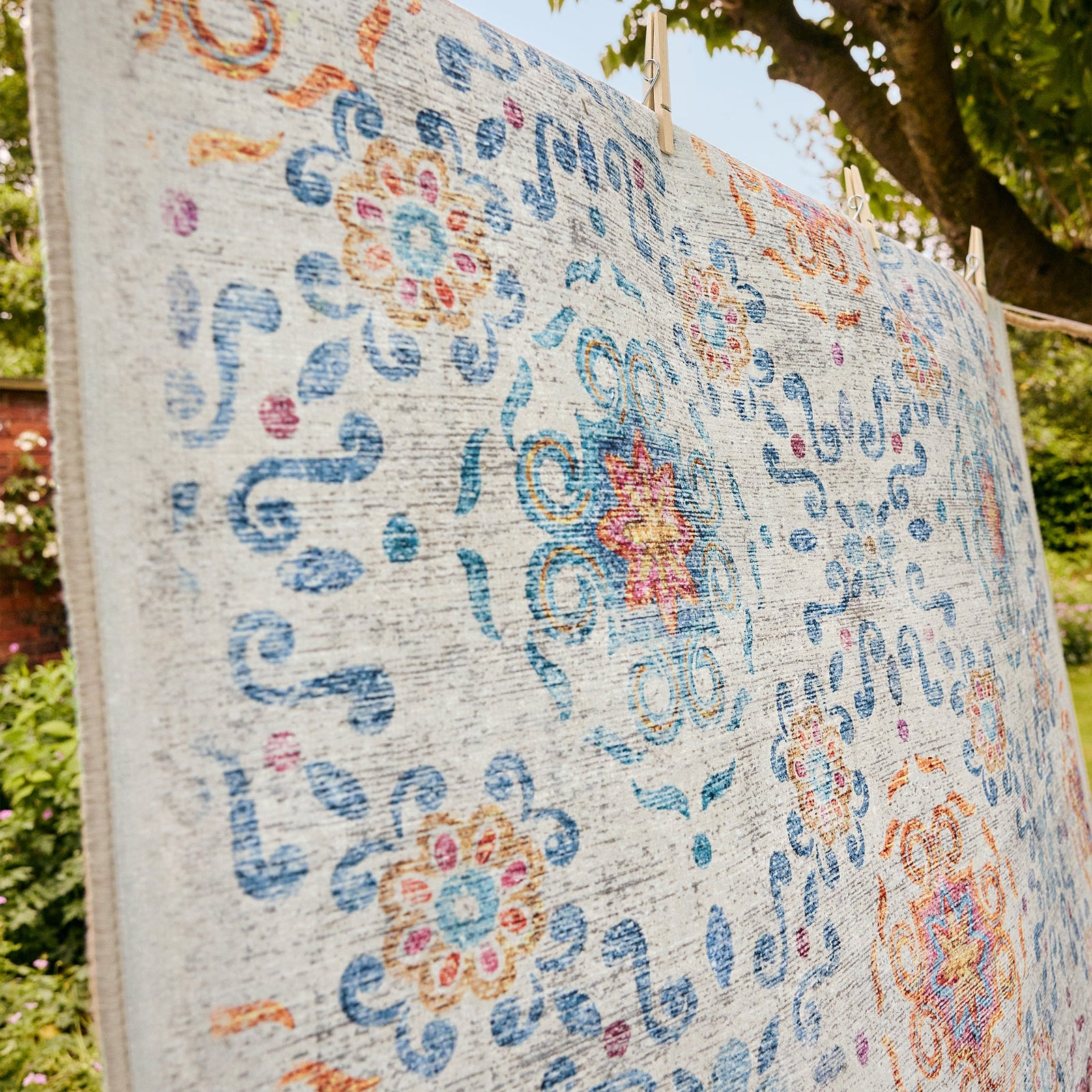 Hug Rug Modern Damask Washable Rug Pattern Close Up