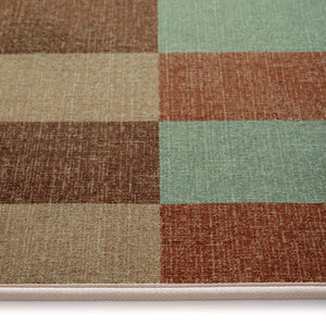 Modular Stripe Earth Eco-Washable Rug- a 100% recycled material rug featuring a broken stripe pattern.