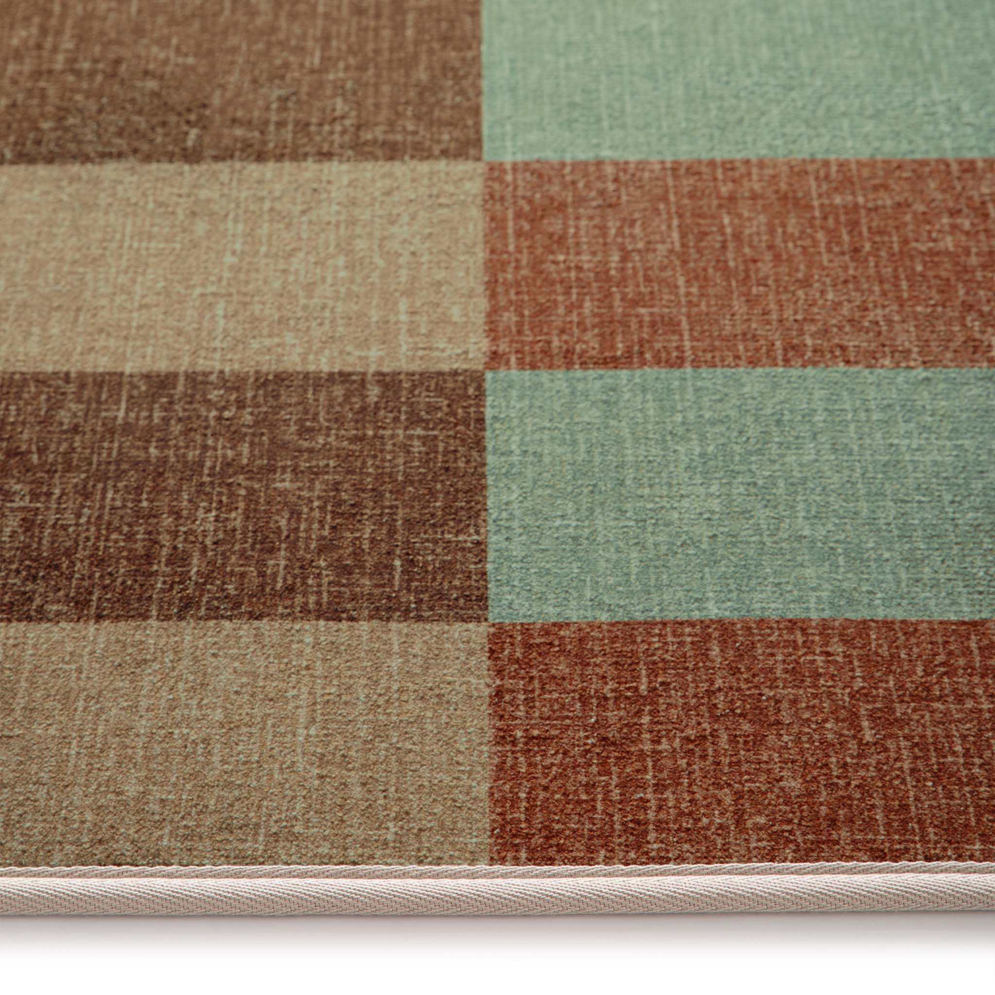 Modular Stripe Earth Eco-Washable Rug- a 100% recycled material rug featuring a broken stripe pattern.