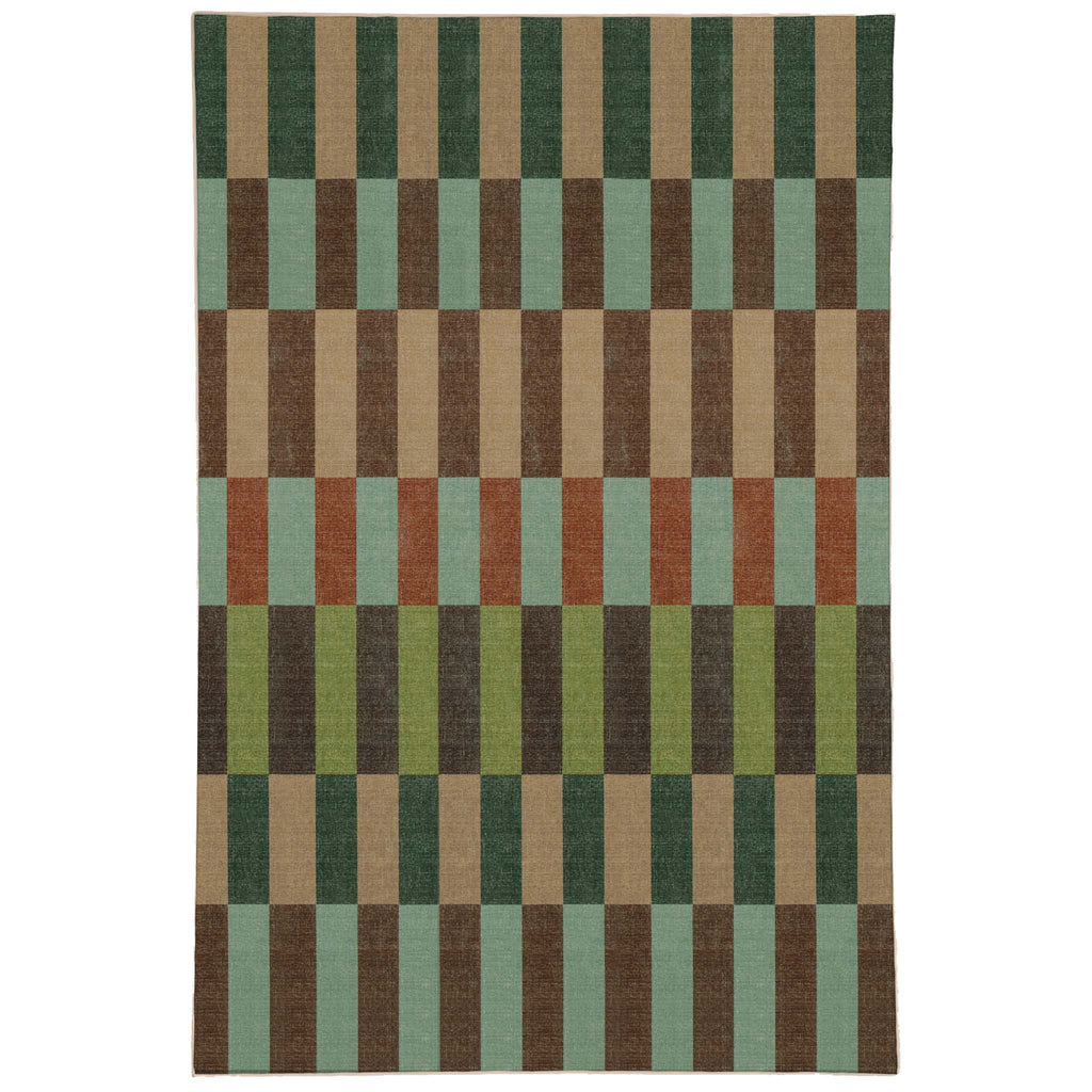 Modular Stripe Earth Eco-Washable Rug - a 100% recycled material rug featuirng an earthy geometric pattern.