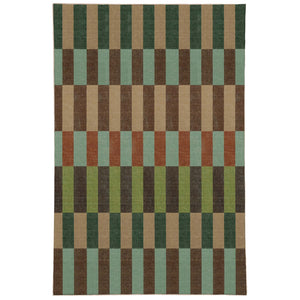 Modular Stripe Earth Eco-Washable Rug - a 100% recycled material rug featuirng an earthy geometric pattern.
