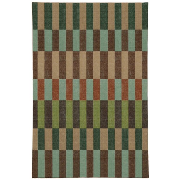Modular Stripe Earth Eco-Washable Rug