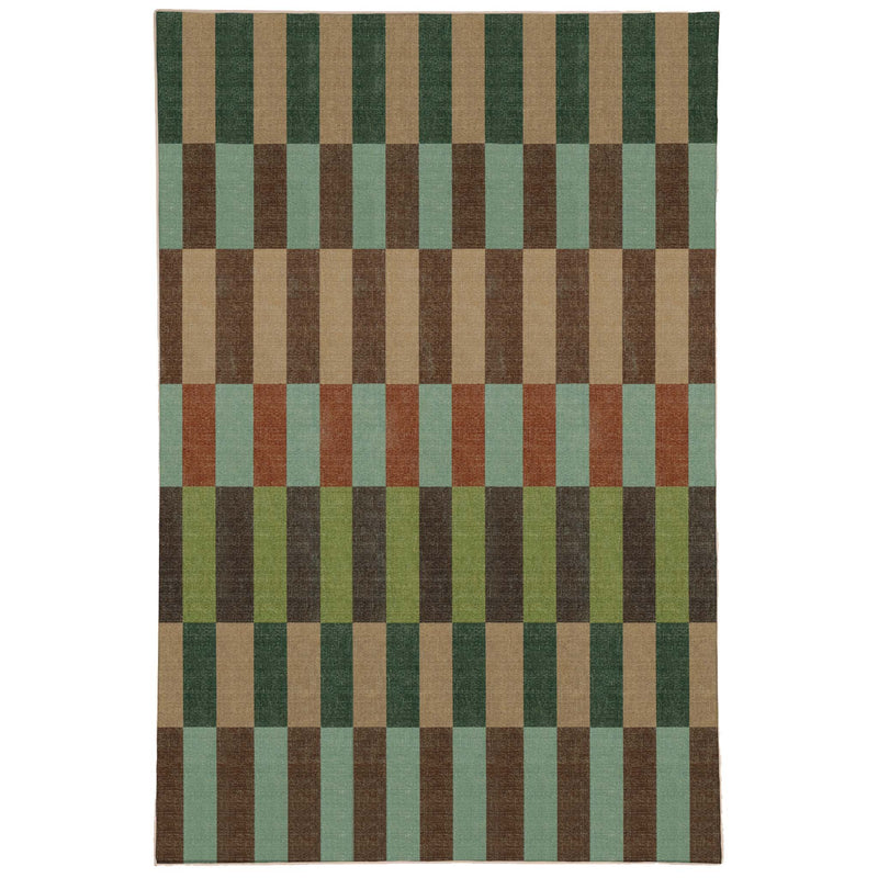 Modular Stripe Earth Eco-Washable Rug - a 100% recycled material rug featuirng an earthy geometric pattern.