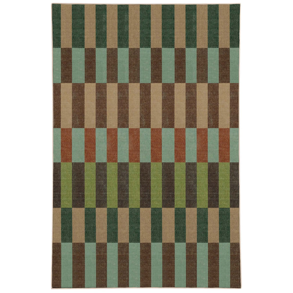 Modular Stripe Earth Eco-Washable Rug