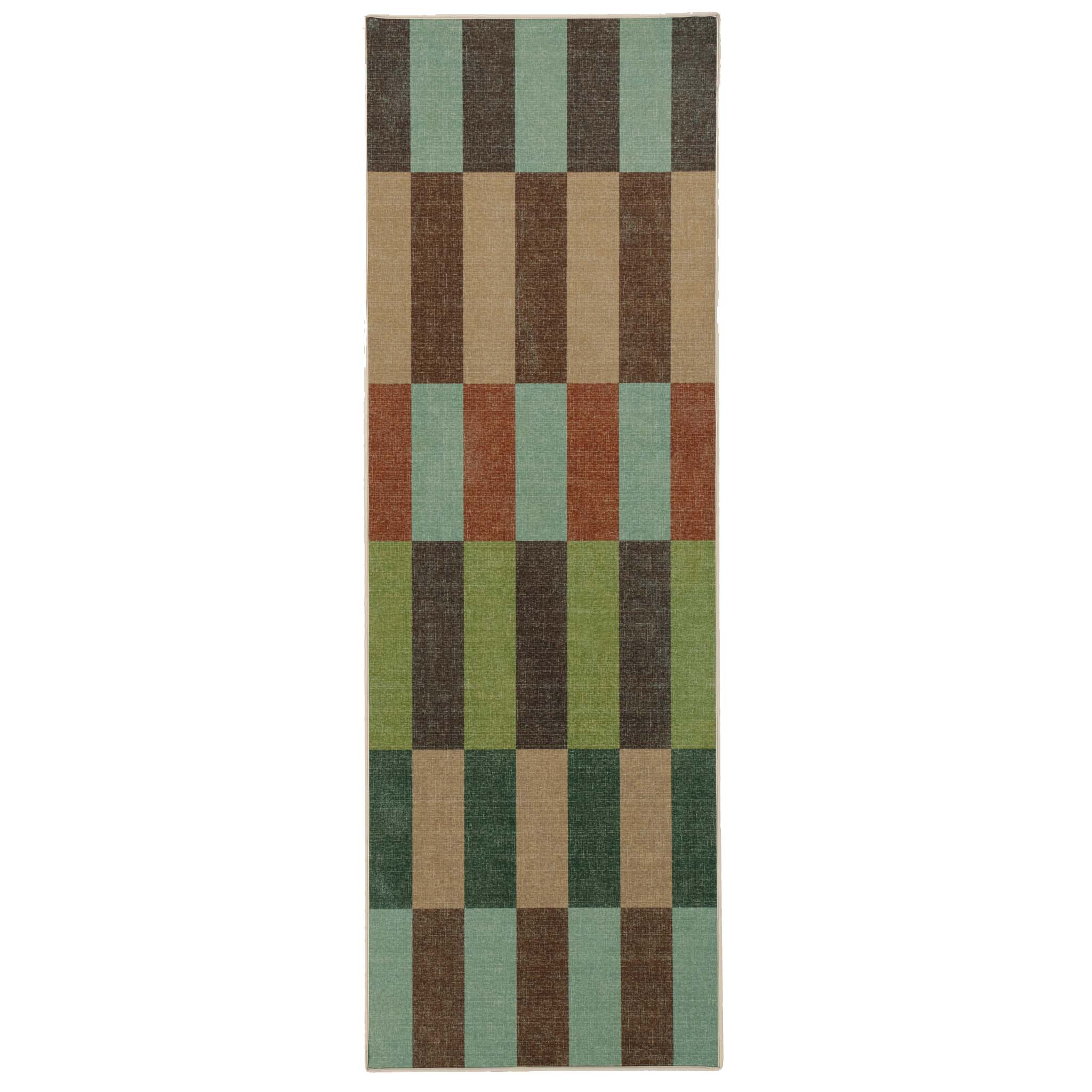 Modular Stripe Earth Eco-Washable Runner - a 100% recycled material runner featuirng an earthy geometric pattern.