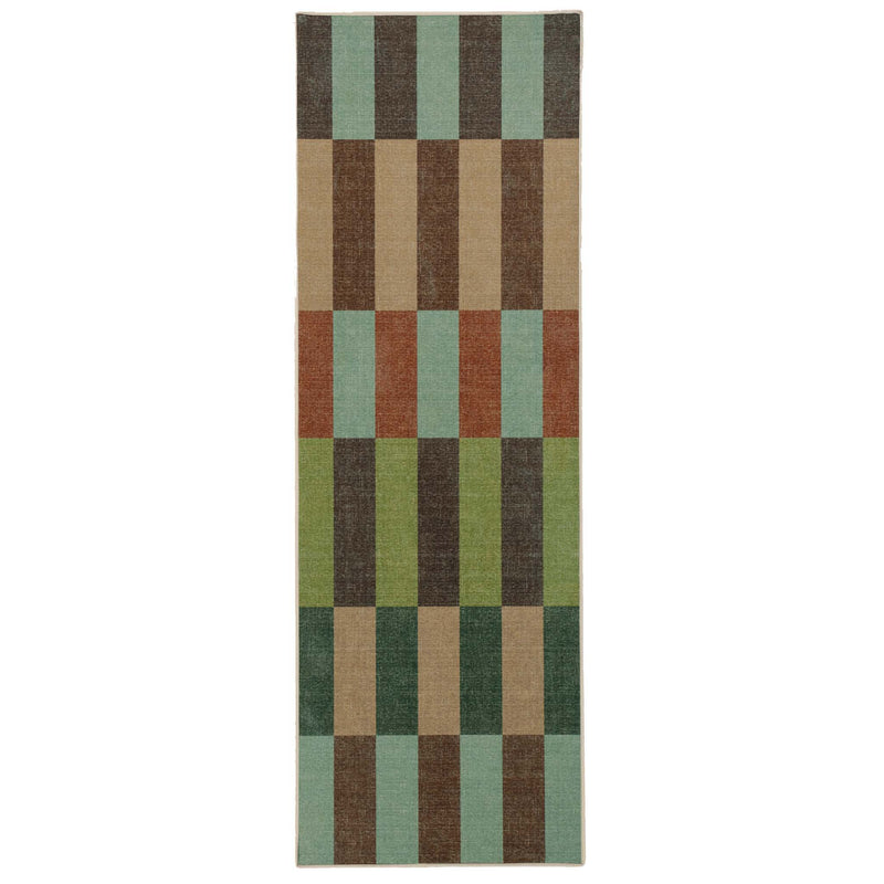 Modular Stripe Earth Eco-Washable Runner - a 100% recycled material runner featuirng an earthy geometric pattern.