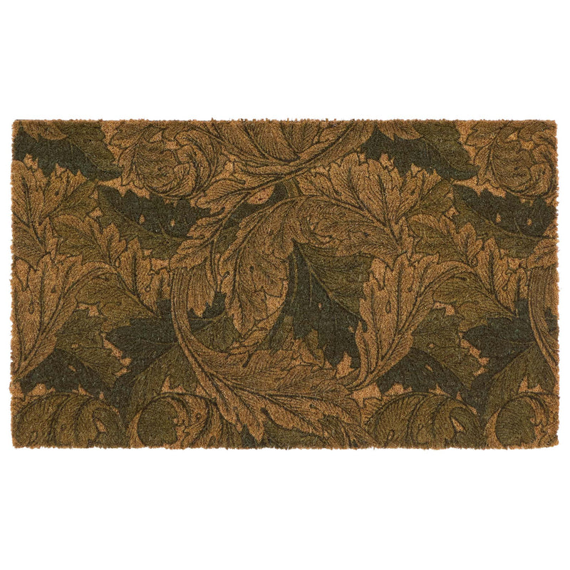 Acanthus Coir Doormat- made from eco-friendly materials featuring a leaf design. 