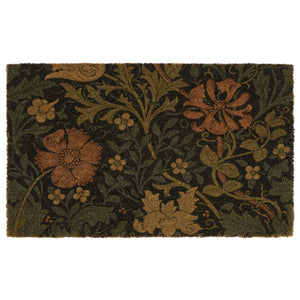 Crompton Coir Doormat- made from eco-friendly materials featuring a floral leaf design.
