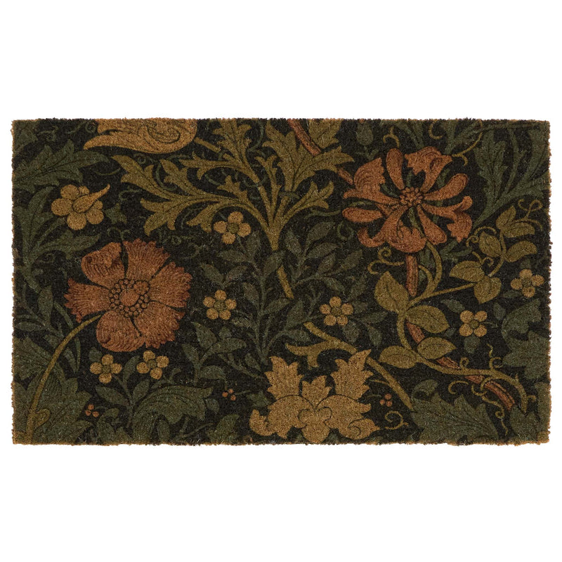 Compton Coir Doormat- made from eco-friendly materials featuring a floral leaf design.