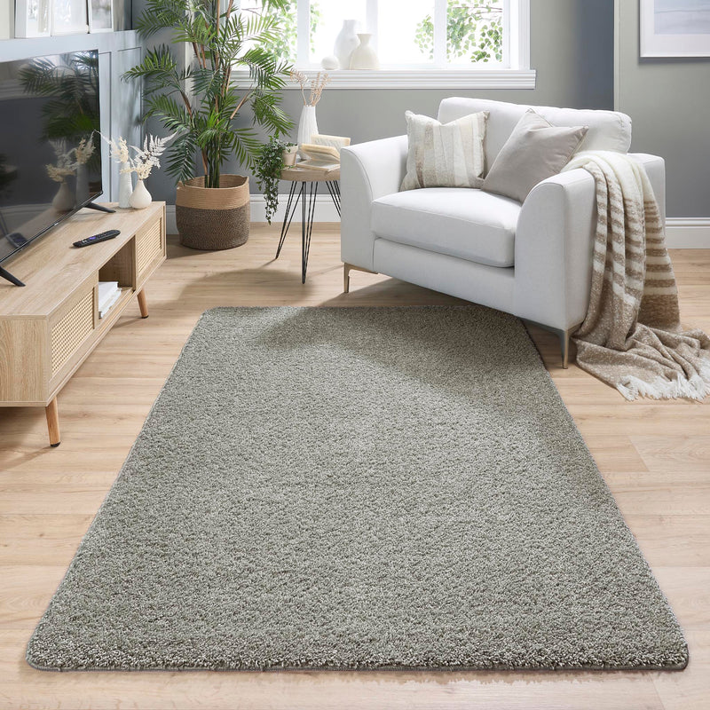 Ghost Grey Washable Rug in a solid grey colour, fully machine washable.