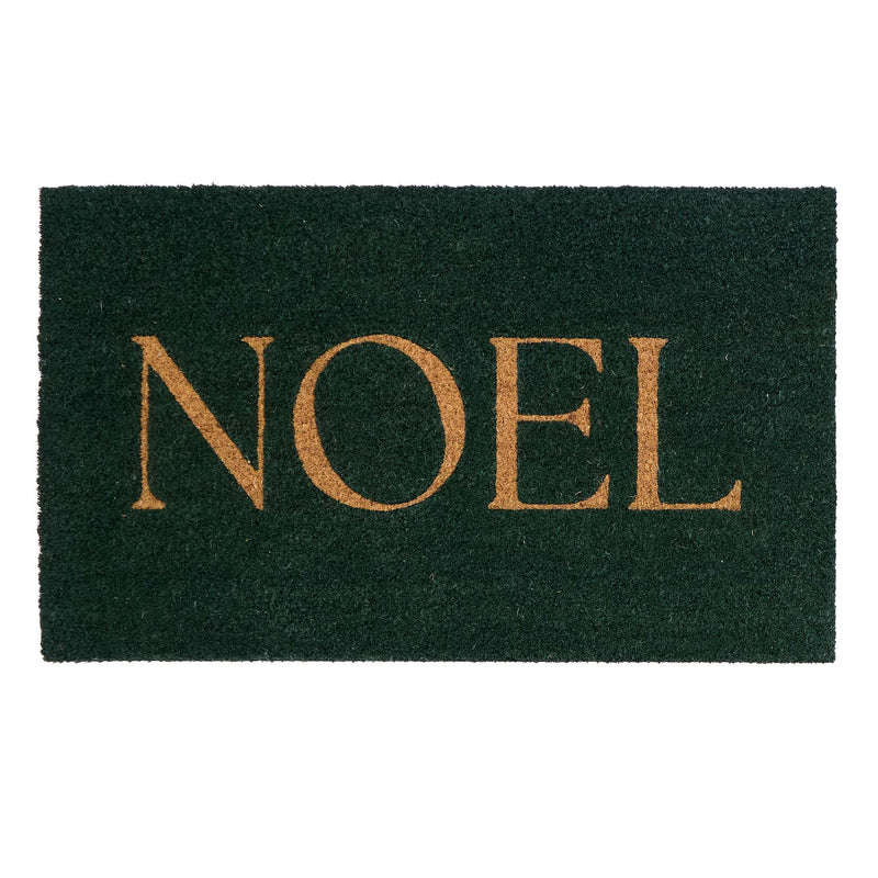 Christmas Noel Coir Doormat- Green Doormat featuring noel written in gold lettering.