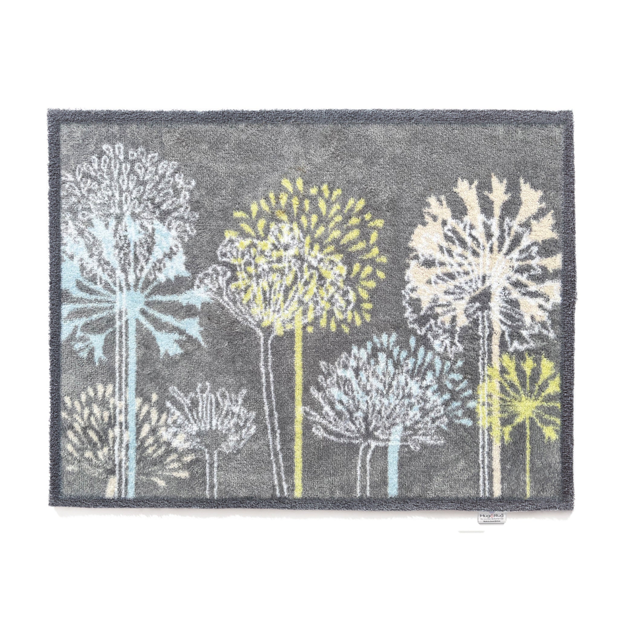 Nature 17 Dandelions Grey Doormat | Soft, Non Slip Doormat | Hug Rug