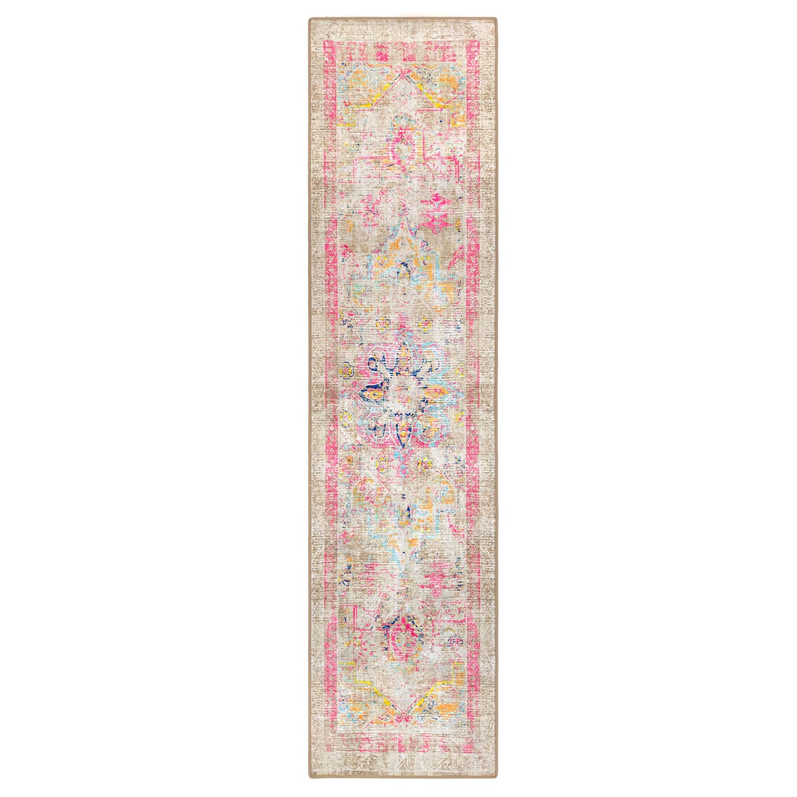 Neo Classical Eco-Washable Rug Runner- 100% recycled content runner featuring a vintage inspired pattern.