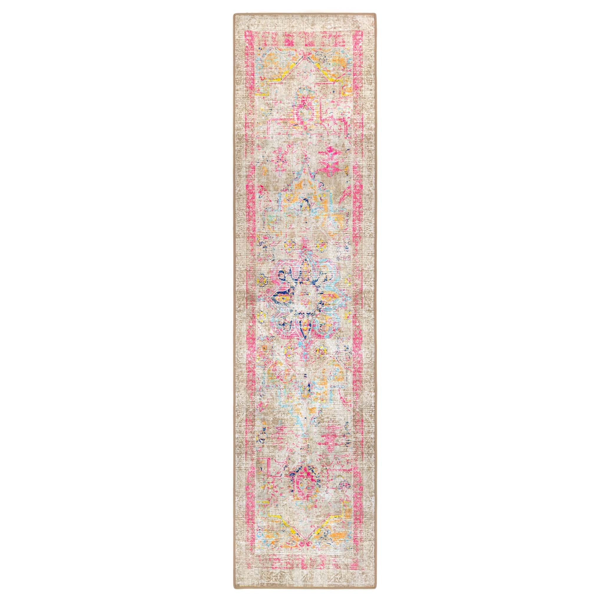 Neo Classical Eco-Washable Rug Runner- 100% recycled content runner featuring a vintage inspired pattern.