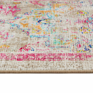 Neo Classical Eco-Washable Rug Runner- 100% recycled content runner featuring a vintage inspired pattern.