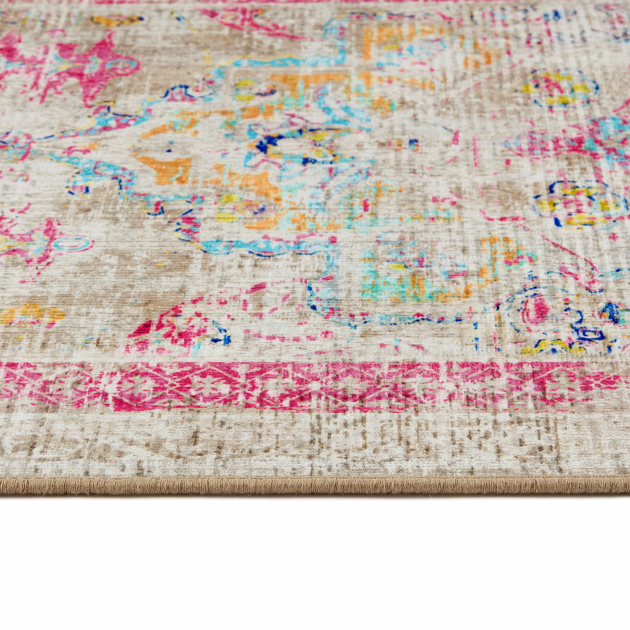 Neo Classical Eco-Washable Rug- 100% recycled content rug featuring a faded vintage inspired pattern.