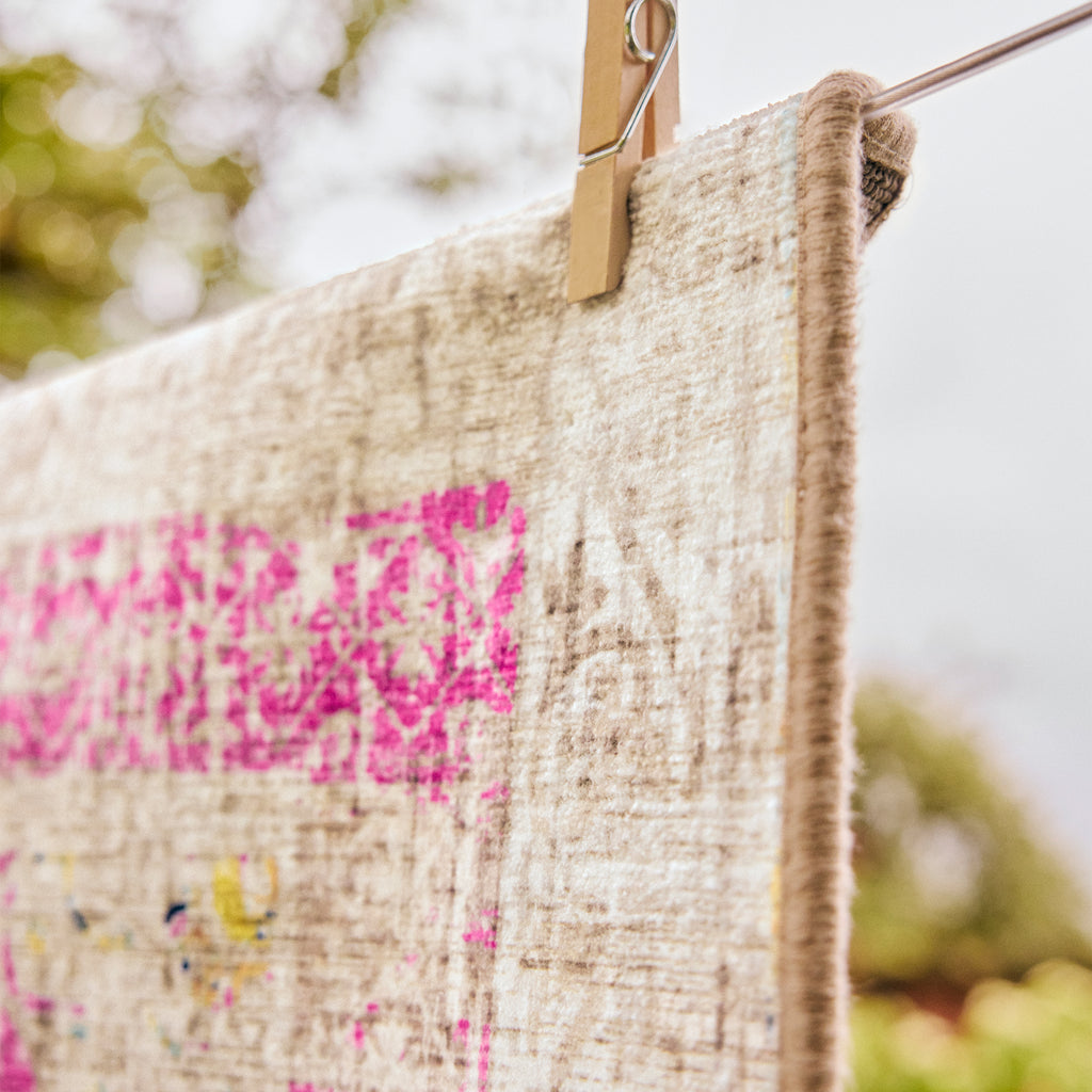 Neo Classical Eco-Washable Rug- 100% recycled content rug featuring a faded vintage inspired pattern.