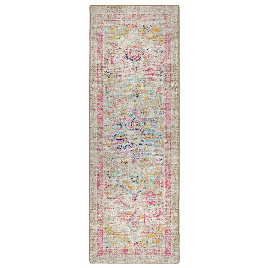Neo Classical Eco-Washable Rug Runner- 100% recycled content runner featuring a vintage inspired pattern.