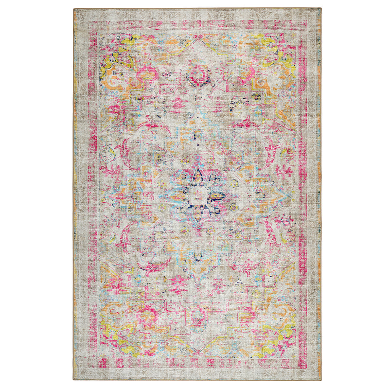 Neo Classical Eco-Washable Rug- 100% recycled content rug featuring a faded vintage inspired pattern.