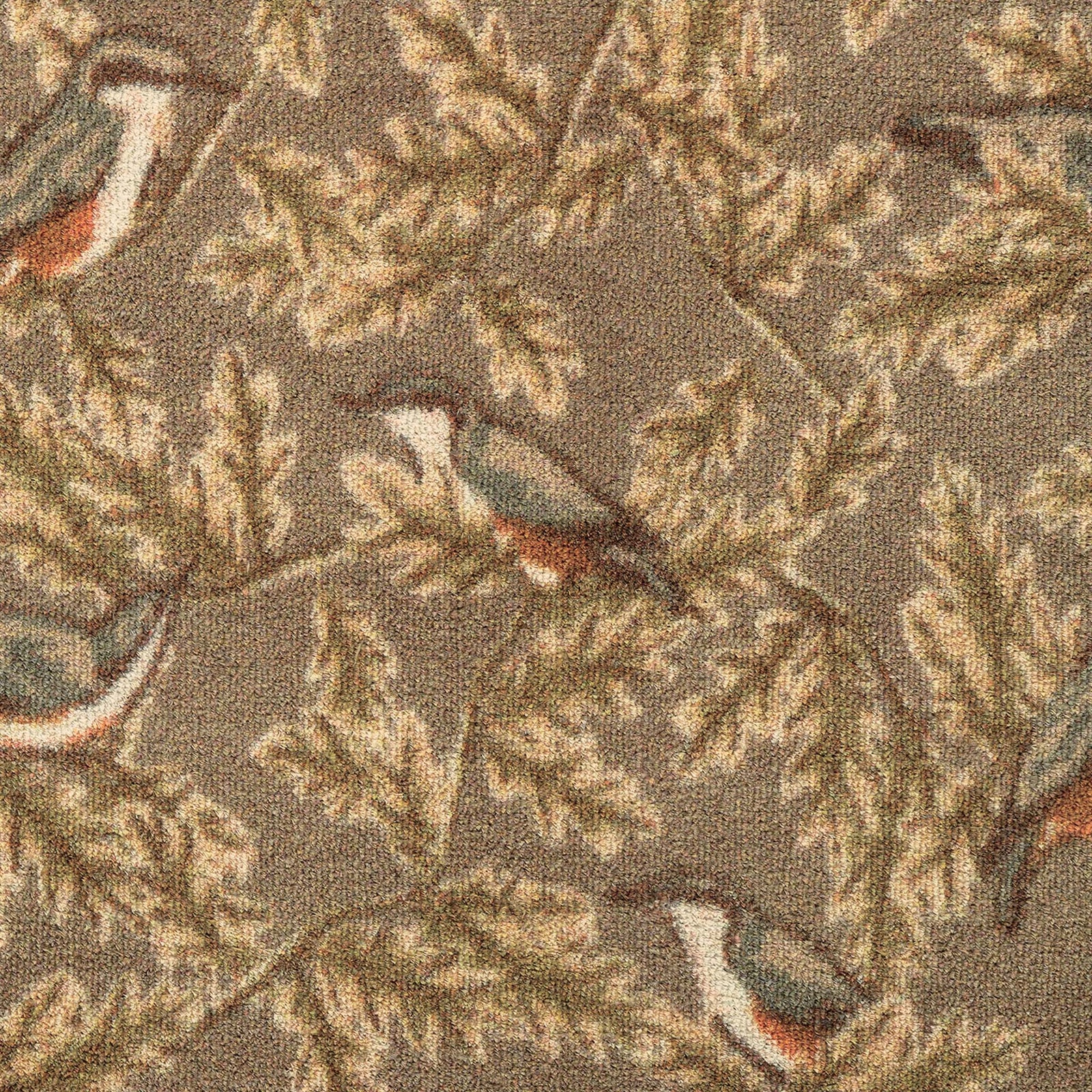 Nuthatch 1 Charity Green Cotton Doormat with leaf and bird design. 