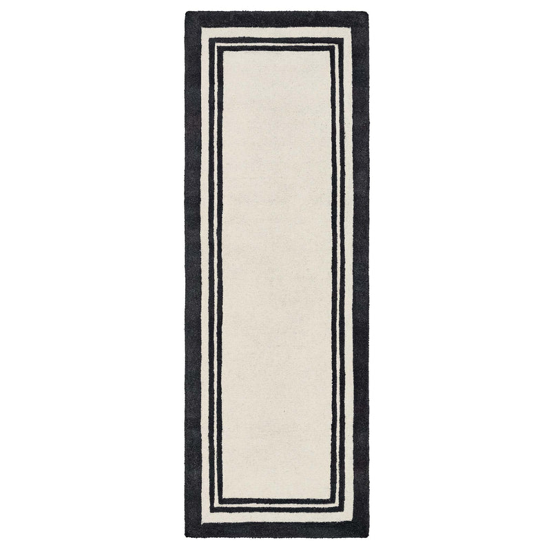 Piper Monochrome Wool Runner with a black two border design.