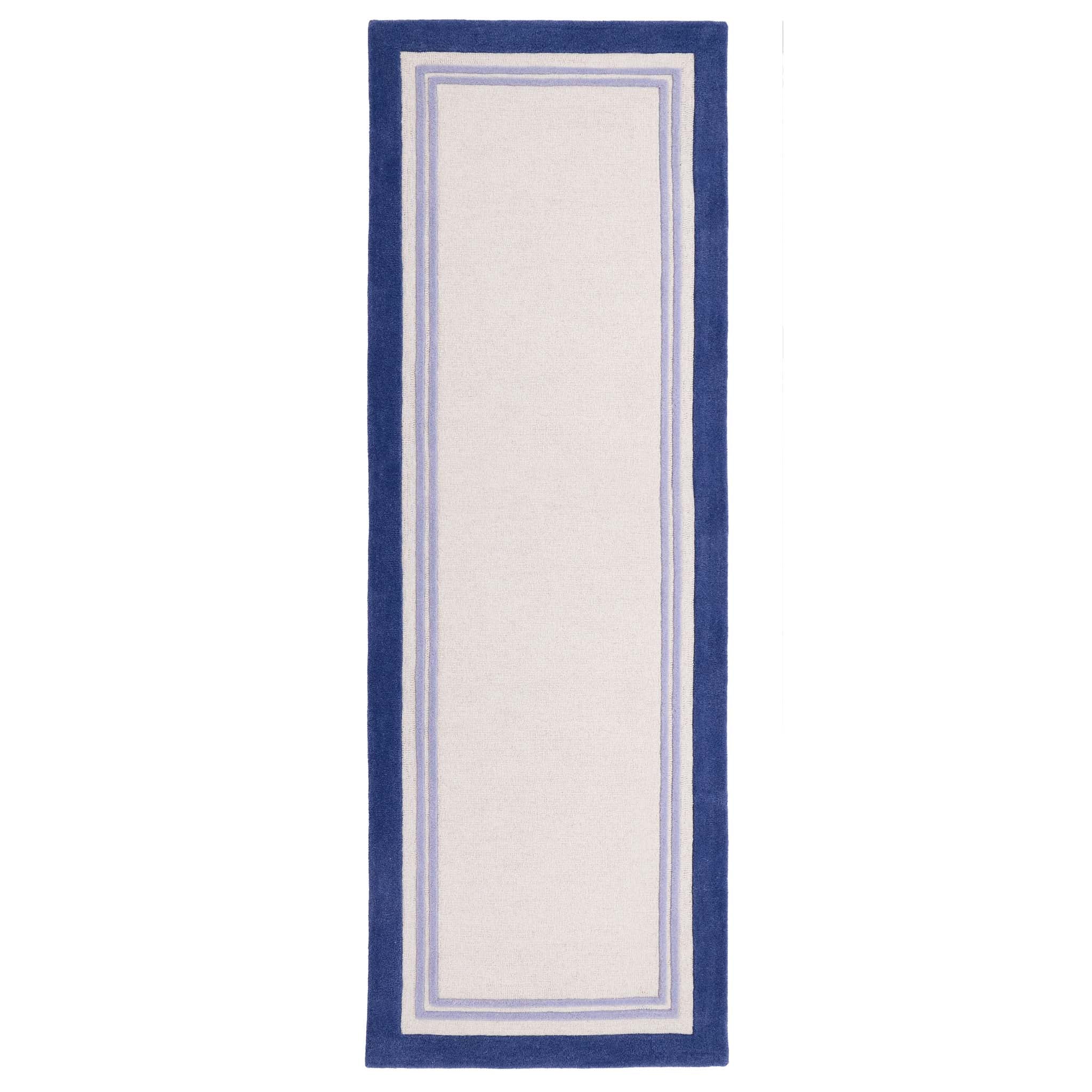 Piper Navy Runner- 100% wool runner featuring a dark and purple border.