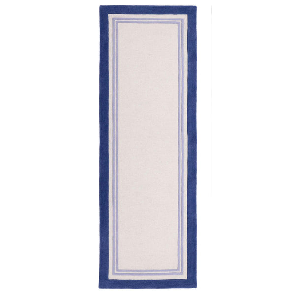 Piper Navy Runner- 100% wool runner featuring a dark and purple border.