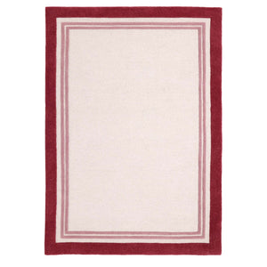 Piper Rug- a 100% wool rug with a raspberry border. 