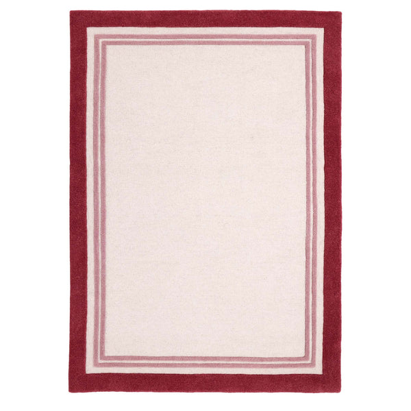 Piper Rug- a 100% wool rug with a raspberry border. 