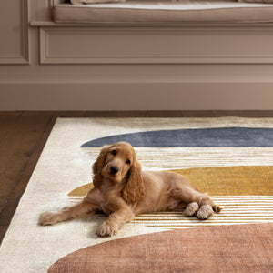 Oval Eclipse Eco-Washable Rug- 100% recycled conent rug featuring a geometric design.