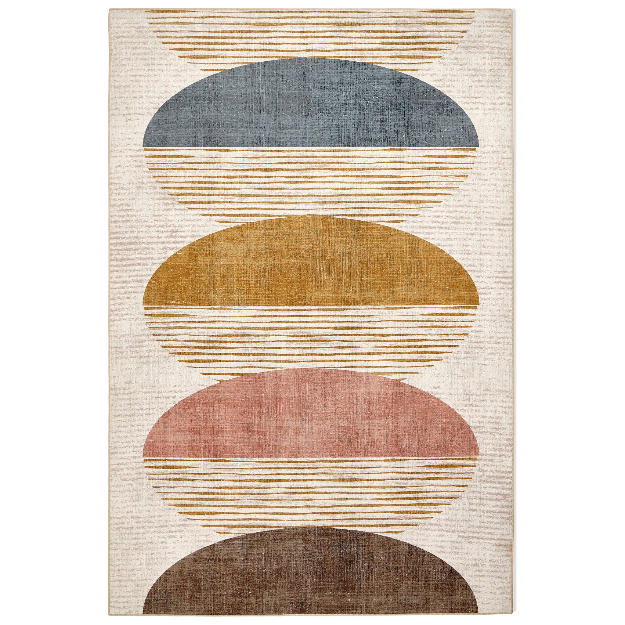 Oval Eclipse Eco-Washable Rug- 100% recycled conent rug featuring a geometric design.