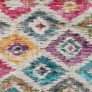 Painted Ikat Eco-Washable Rug Runner- 100% recycled content runner featuring a colourful geometric design.