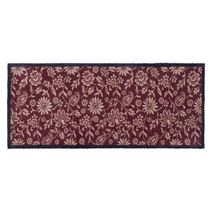 Paisley Floral Burgundy Washable Doormat- a cotton washable doormat featuring a white floral pattern.